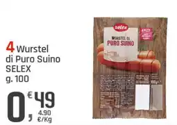 Supermercati Dok Wurstel di Puro Suino SELEX offerta