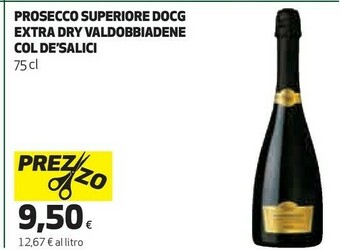 Coop Col de'salici prosecco superiore docg extra dry valdobbiadene offerta
