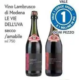 Famila Superstore Vino Lambrusco di Modena Le Vie dell'Uva offerta
