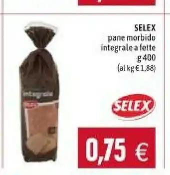 Emi Supermercati Selex - pane morbido a fette integrale 400 g(ml) offerta