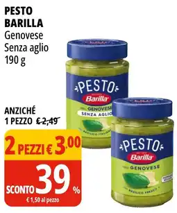 Tigros Pesto Barilla Genovese Senza aglio offerta