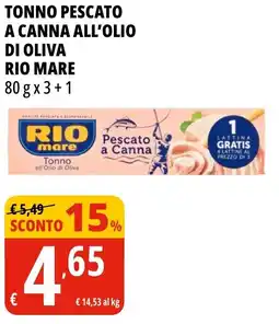 Tigros Tonno pescato a canna all'olio di oliva Rio Mare offerta
