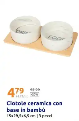 Action Ciotole ceramica con base in bambù offerta