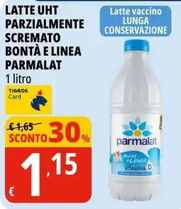 Tigros Latte UHT parzialmente scremato Bontà e Linea Parmalat offerta