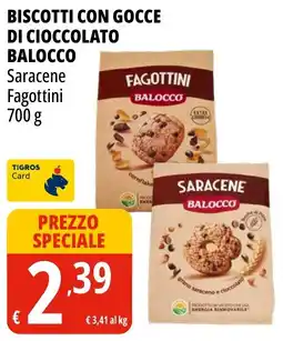 Tigros Biscotti con gocce di cioccolato Saracene Fagottini offerta