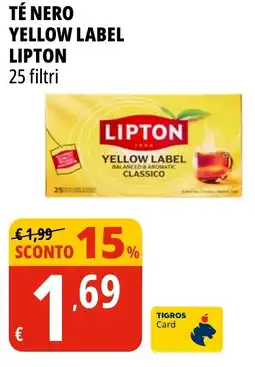 Tigros Té nero yellow label Lipton offerta