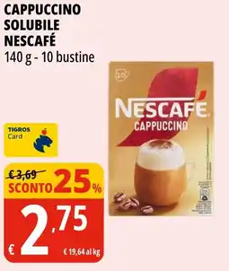 Tigros Cappuccino solubile Nescafé offerta