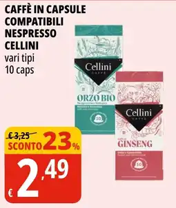 Tigros Caffè in capsule compatibili Nespresso Cellini offerta