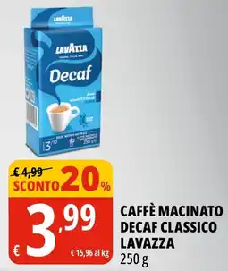 Tigros Caffè macinato decaf classico Lavazza offerta
