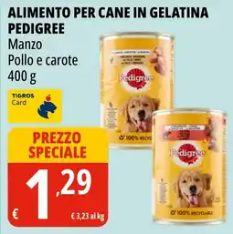 Tigros Alimento per cane in gelatina Pedigree Manzo Pollo e carote offerta