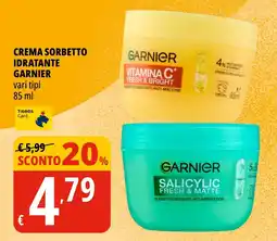 Tigros Crema sorbetto idratante Garnier offerta