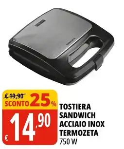 Tigros Tostiera sandwich acciaio inox termozeta offerta