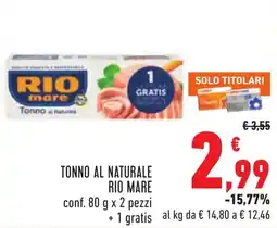 Conad Tonno al naturale Rio Mare offerta