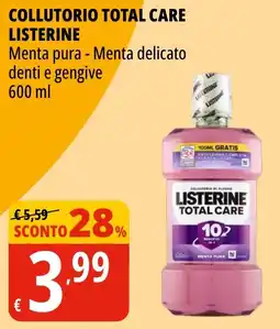 Tigros Collutorio total care listerine menta pura offerta