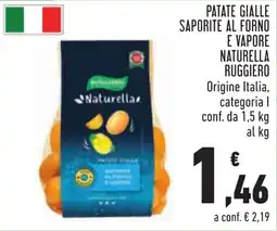 Conad Patate gialle saporite al forno e vapore Naturella Ruggiero offerta