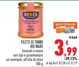 Conad Filetti di tonno Rio Mare offerta