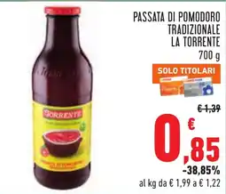 Conad Passata di pomodoro tradizionale La Torrente offerta