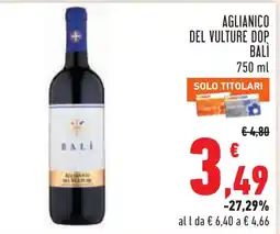 Conad Aglianico del Vulture DOP Bali offerta