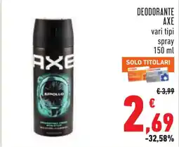 Conad Deodorante Axe Apollo offerta