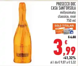 Conad Prosecco DOC Casa Sant'Orsola millesimato classico, rosé offerta