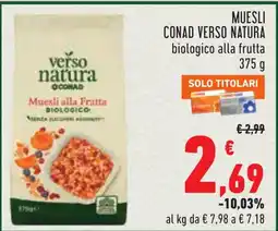 Conad Muesli alla Frutta biologico verso natura offerta