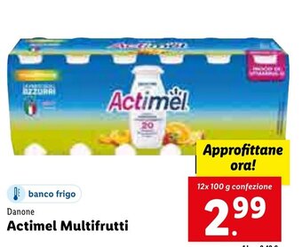 Lidl Danone Actimel Multifrutti 12x100g offerta