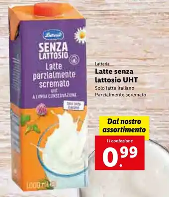 Lidl Latteria Latte senza lattosio UHT 1L offerta