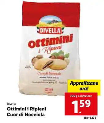 Lidl Divella Ottimini i Ripieni Cuor di Nocciola 300g offerta