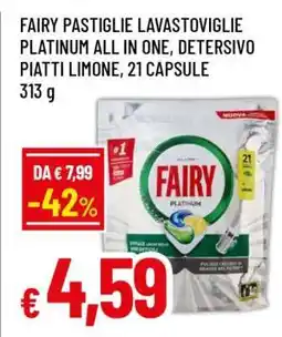 Famila FAIRY PASTIGLIE LAVASTOVIGLIE PLATINUM ALL IN ONE, DETERSIVO PIATTI LIMONE, 21 CAPSULE offerta