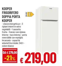 Famila KOOPER FRIGORIFERO DOPPIA PORTA KOOPER offerta