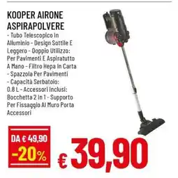 Famila KOOPER AIRONE ASPIRAPOLVERE offerta