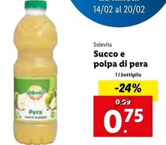 Lidl Solevita Succo e polpa di pera 1L offerta