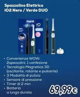 Unieuro Spazzolino Elettrico iO2 Nero / Verde DUO offerta