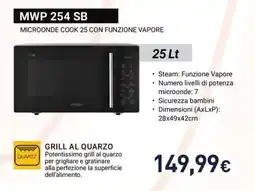 Unieuro Microonde Cook 25 con funzione vapore offerta
