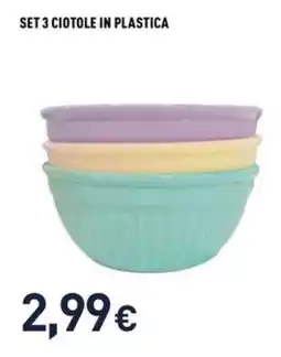 Unieuro Set 3 ciotole in plastica offerta