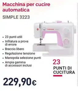 Unieuro Macchina per cucire automatica SIMPLE 3223 offerta