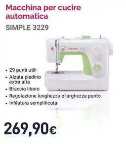 Unieuro Macchina per cucire automatica SIMPLE 3229 offerta