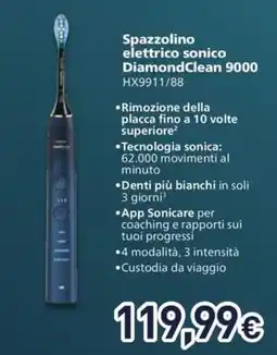 Unieuro Spazzolino elettrico sonico DiamondClean 9000 offerta