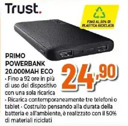 Ipercoop Trust Powerbank 20.000mAh Eco offerta