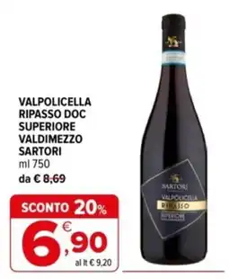 Iperal Valpolicella Ripasso DOC Superiore Valdimezzo Sartori offerta