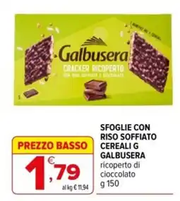 Iperal Sfoglie con riso soffiato cereali Galbusera ricoperto di cioccolato offerta