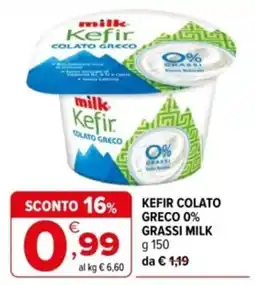 Iperal milk Kefir Colato Greco offerta