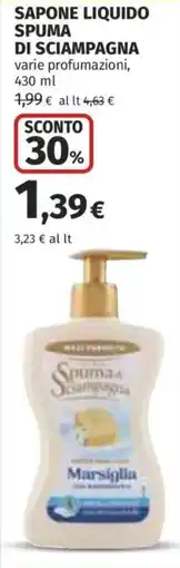 Coop Superstore Sapone liquido spuma di sciampagna Marsiglia offerta