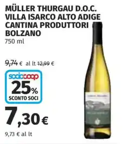 Coop Superstore Müller Thurgau D.O.C. Villa Isarco Alto Adige offerta