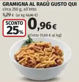 Coop Superstore Gramigna al ragù gusto qui offerta