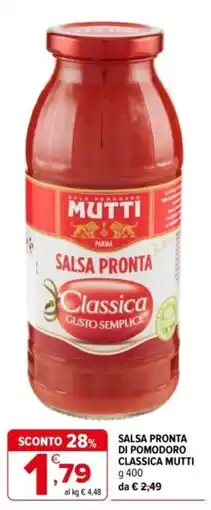 Iperal Salsa pronta classica Mutti offerta