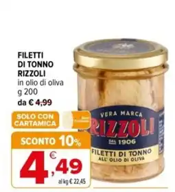 Iperal Filetti di tonno Rizzoli offerta