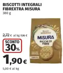 Coop Superstore Biscotti integrali fibrextra misura offerta