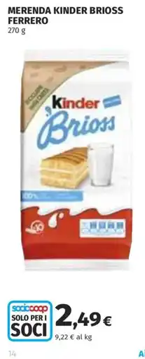 Coop Superstore Merenda Kinder Brioss Ferrero offerta