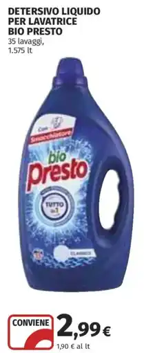 Coop Superstore Detersivo liquido per lavatrice Bio Presto offerta